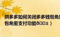 拼多多如何关闭多多钱包免密支付（拼多多如何取消多多钱包免密支付功能