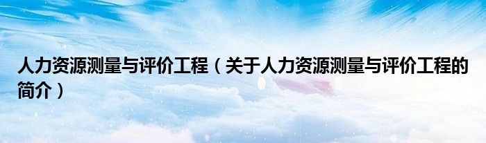 人力资源测量与评价工程（关于人力资源测量与评价工程的简介）