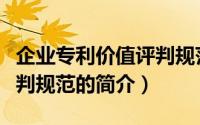 企业专利价值评判规范（关于企业专利价值评判规范的简介）