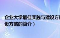 企业大学最佳实践与建设方略（关于企业大学最佳实践与建设方略的简介）