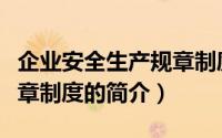 企业安全生产规章制度（关于企业安全生产规章制度的简介）