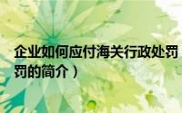 企业如何应付海关行政处罚（关于企业如何应付海关行政处罚的简介）