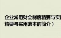企业常用财会制度精要与实用范本（关于企业常用财会制度精要与实用范本的简介）