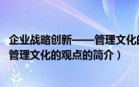 企业战略创新——管理文化的观点（关于企业战略创新——管理文化的观点的简介）