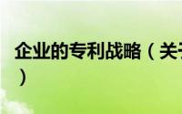 企业的专利战略（关于企业的专利战略的简介）
