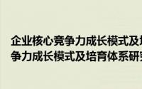企业核心竞争力成长模式及培育体系研究（关于企业核心竞争力成长模式及培育体系研究的简介）