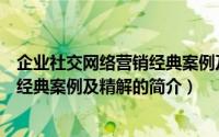 企业社交网络营销经典案例及精解（关于企业社交网络营销经典案例及精解的简介）