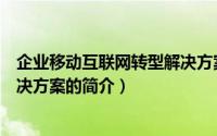 企业移动互联网转型解决方案（关于企业移动互联网转型解决方案的简介）