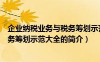 企业纳税业务与税务筹划示范大全（关于企业纳税业务与税务筹划示范大全的简介）
