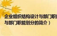 企业组织结构设计与部门职能划分（关于企业组织结构设计与部门职能划分的简介）