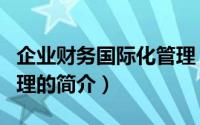 企业财务国际化管理（关于企业财务国际化管理的简介）