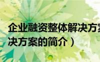 企业融资整体解决方案（关于企业融资整体解决方案的简介）