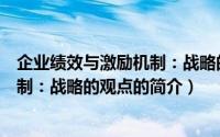 企业绩效与激励机制：战略的观点（关于企业绩效与激励机制：战略的观点的简介）