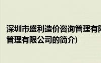 深圳市盛利造价咨询管理有限公司(关于深圳市盛利造价咨询管理有限公司的简介)