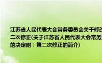 江苏省人民代表大会常务委员会关于修改《江苏省风景名胜区管理条例》的决定附：第二次修正(关于江苏省人民代表大会常务委员会关于修改《江苏省风景名胜区管理条例》的决定附：第二次修正的简介)