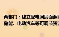 两部门：建立配电网层面源网荷储协同调控机制 支撑用户侧储能、电动汽车等可调节资源并网接入