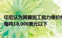 印尼认为其镍加工能力使价格保持低位 官员称镍价将保持在每吨18,000美元以下