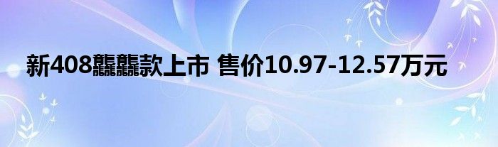 新408龘龘款上市 售价10.97
