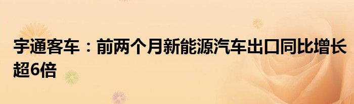 宇通客车：前两个月新能源汽车出口同比增长超6倍
