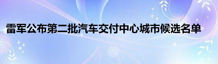 雷军公布第二批汽车交付中心城市候选名单