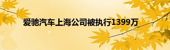 爱驰汽车上海公司被执行1399万