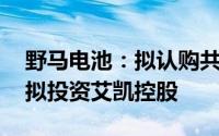 野马电池：拟认购共青城建木基金份额 后者拟投资艾凯控股