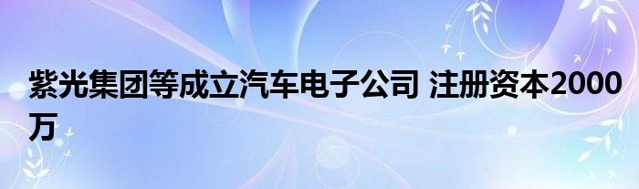 紫光集团等成立汽车电子公司 注册资本2000万