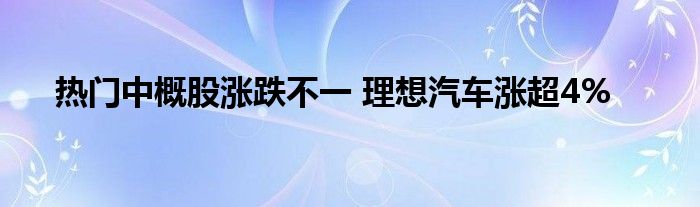 热门中概股涨跌不一 理想汽车涨超4%