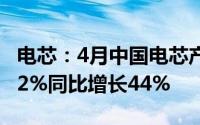 电芯：4月中国电芯产量为88GWh环比增长12%同比增长44%