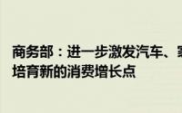 商务部：进一步激发汽车、家电和家装厨卫领域的消费潜能 培育新的消费增长点