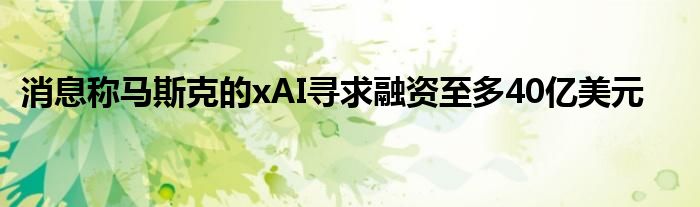 消息称马斯克的xAI寻求融资至多40亿美元