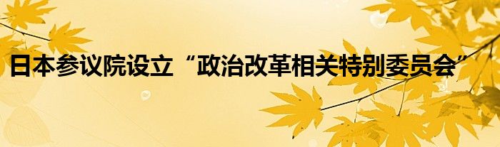 日本参议院设立“政治改革相关特别委员会”