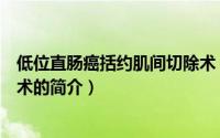 低位直肠癌括约肌间切除术（关于低位直肠癌括约肌间切除术的简介）