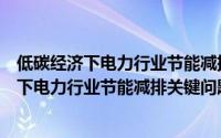 低碳经济下电力行业节能减排关键问题研究（关于低碳经济下电力行业节能减排关键问题研究的简介）