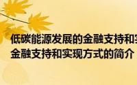 低碳能源发展的金融支持和实现方式（关于低碳能源发展的金融支持和实现方式的简介）