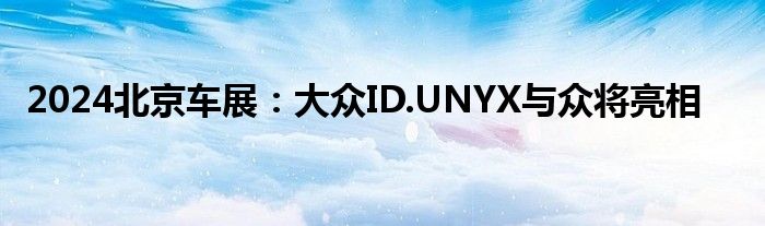 2024北京车展：大众ID.UNYX与众将亮相