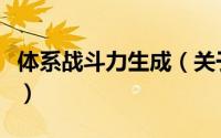 体系战斗力生成（关于体系战斗力生成的简介）