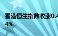 香港恒生指数收涨0.48% 恒生科技指数跌0.54%