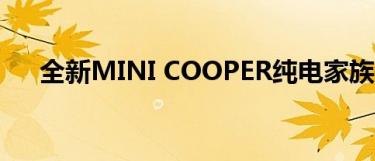 全新MINI COOPER纯电家族开启预售