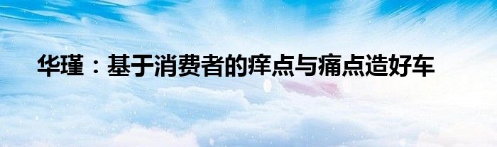 华瑾：基于消费者的痒点与痛点造好车