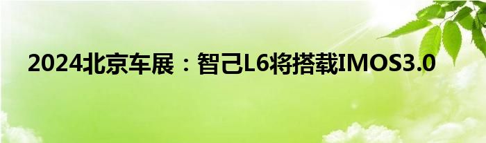 2024北京车展：智己L6将搭载IMOS3.0