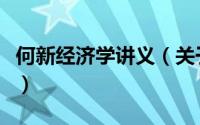 何新经济学讲义（关于何新经济学讲义的简介）