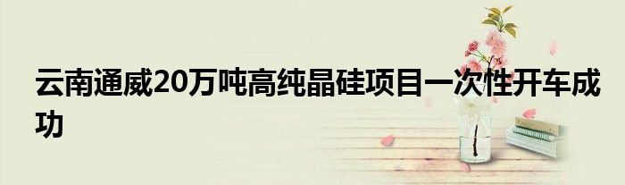 云南通威20万吨高纯晶硅项目一次性开车成功