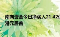 南向资金今日净买入21.42亿港元中国银行获净买入5.93亿港元居首