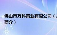 佛山市万科置业有限公司（关于佛山市万科置业有限公司的简介）