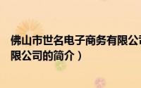 佛山市世名电子商务有限公司（关于佛山市世名电子商务有限公司的简介）