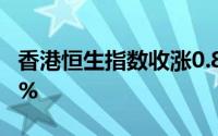 香港恒生指数收涨0.8% 恒生科技指数涨1.42%