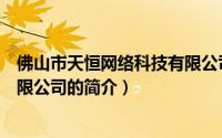 佛山市天恒网络科技有限公司（关于佛山市天恒网络科技有限公司的简介）