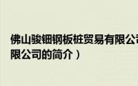 佛山骏钿钢板桩贸易有限公司（关于佛山骏钿钢板桩贸易有限公司的简介）