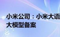 小米公司：小米大语言模型 MiLM 正式通过大模型备案